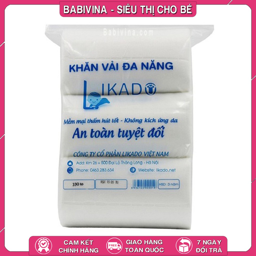 Khăn Vải Đa Năng LIKADO 300g, 400g, 500g - Tấm lót 3 lớp, 30 Tờ Hàng Chính Hãng Mẫu Mới