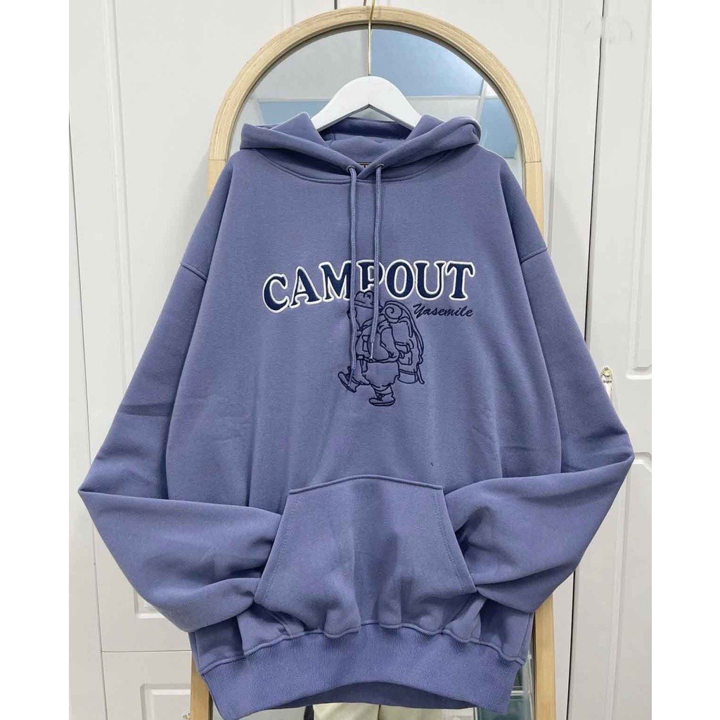 Áo hoodie nỉ nam nữ UNISEX from rộng dày dặn thêu gấu CAMPOUT- Áo nỉ có mũ hoodie thu đông phong cách hàn quốc ulzzang