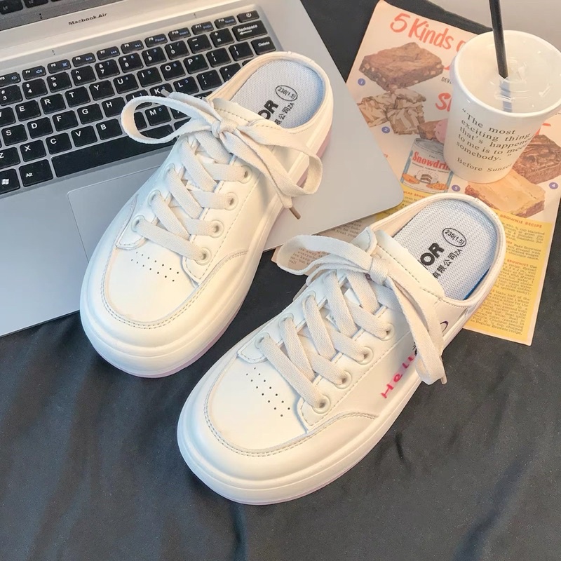 Giày đạp gót bánh mì hình thỏ đế tím ulzzang