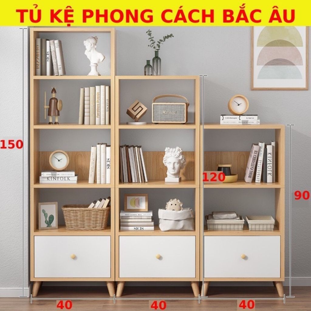 Tủ sách, kệ sách trang trí phong cách Bắc Âu sang trọng, bền đẹp