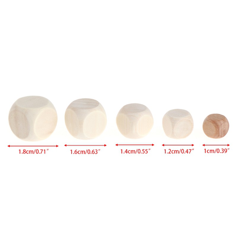 SUP 10pcs 6 Sided Blank Wood Dice Party Family DIY Games Printing Engraving Kid Toys