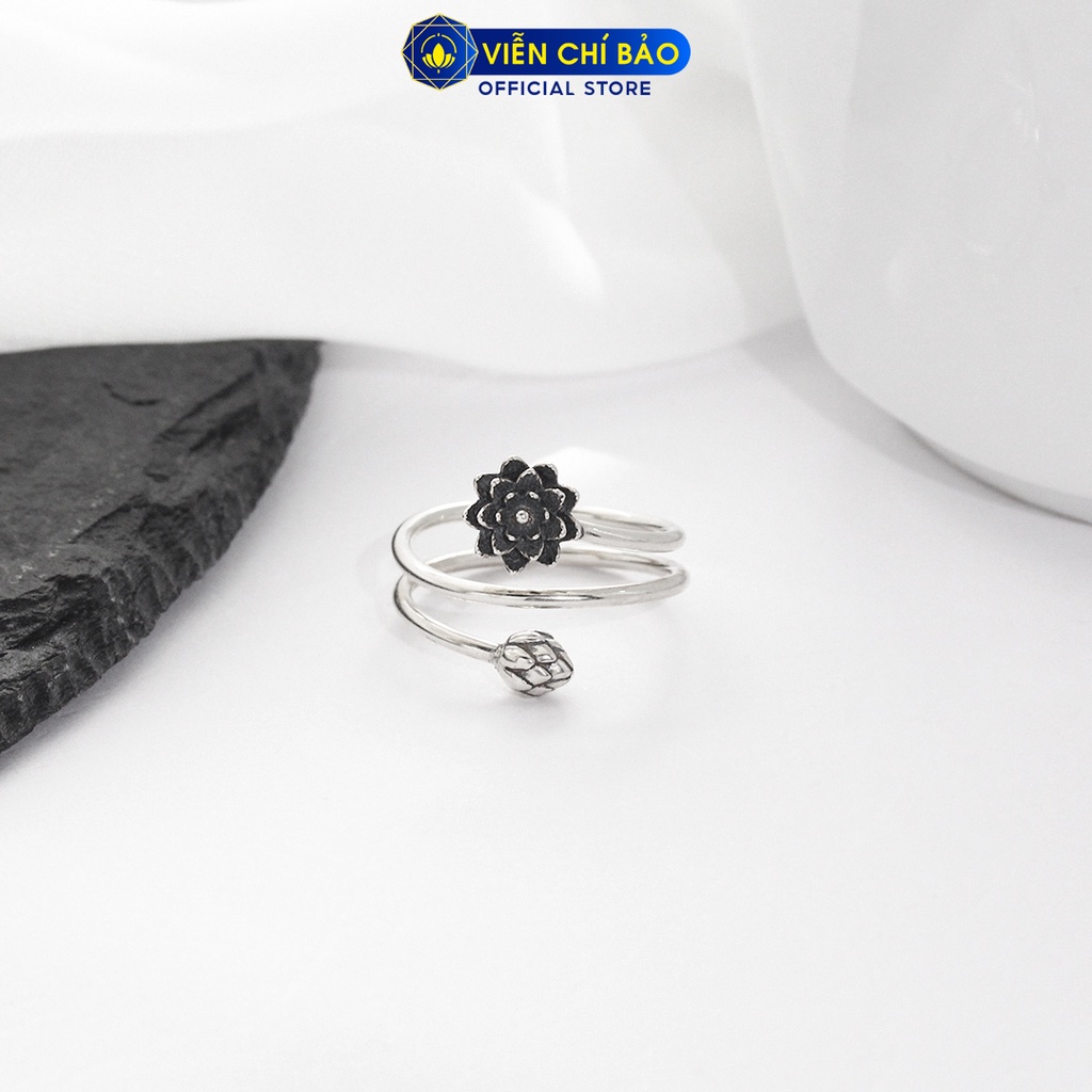 Nhẫn bạc nữ Hoa sen cuộn chất liệu bạc Thái S925 thời trang phụ kiện trang sức nữ Viễn Chí Bảo N000472
