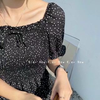 Váy nhún smoke chấm bi