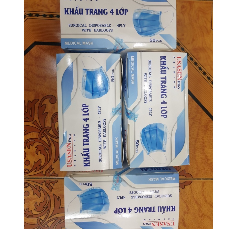 Hộp 50 Cái Khẩu Trang Y Tế 4 Lớp Kháng Khuẩn Usasen Premium Bảo Vệ Tốt