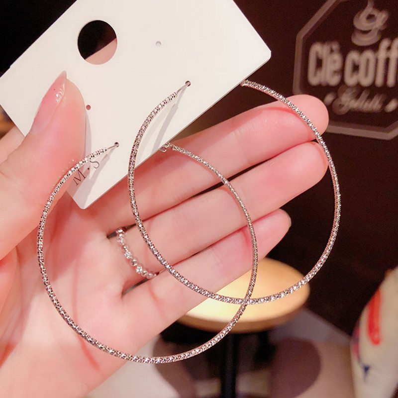 Bông Tai Bạc 925 Hình Tròn Lớn Độc Đáo / Khuyên tai