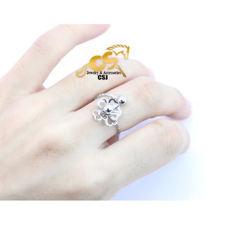 Nhẫn inox nữ Free size hình bông trà