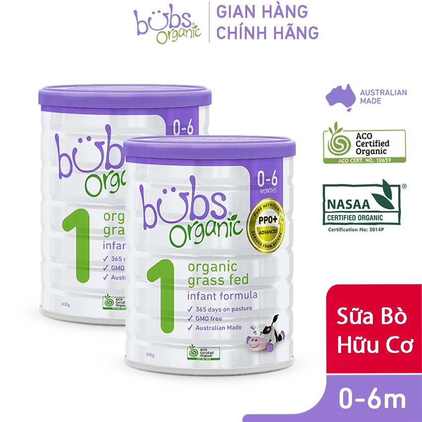 Combo 2 Sữa Bột Bò Hữu Cơ Bubs Organic Số 1 800g