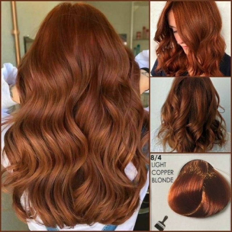 thuốc nhuộm tóc màu vàng đồng 8/4 light copper blonde tự nhuộm tại nhà