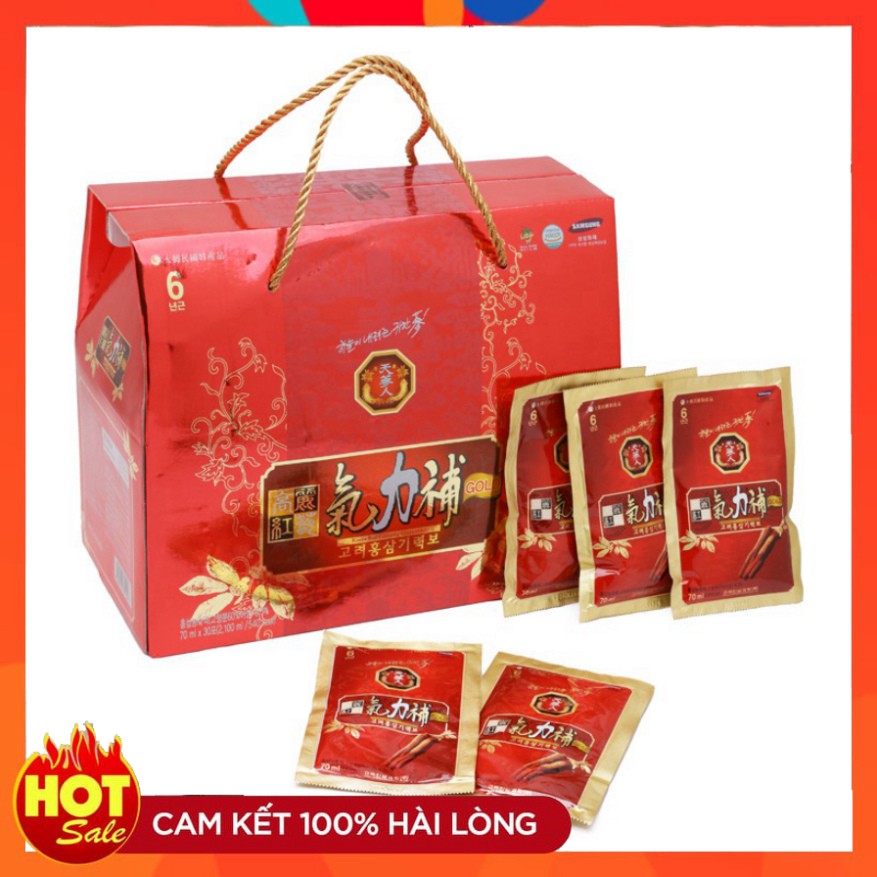⚡️Freeship⚡️ Nước Hồng Sâm 6 năm tuổi Bio quai xách vàng 30 gói 70ml - Quà tặng sang trọng