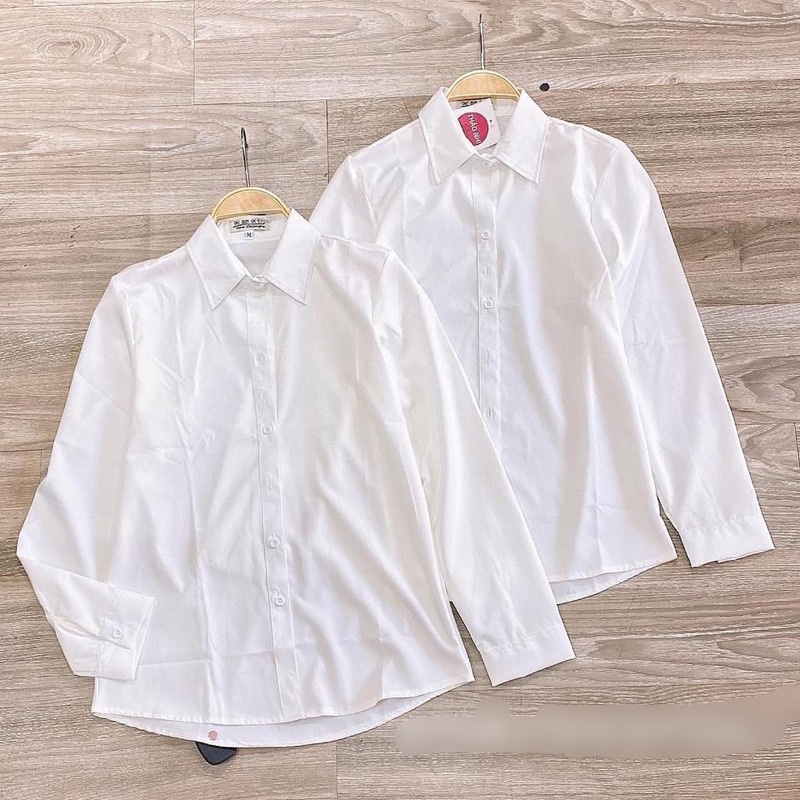ÁO SƠ MI TRƠN ĐEN TRẮNG TAY NGẮN + TAY DÀI