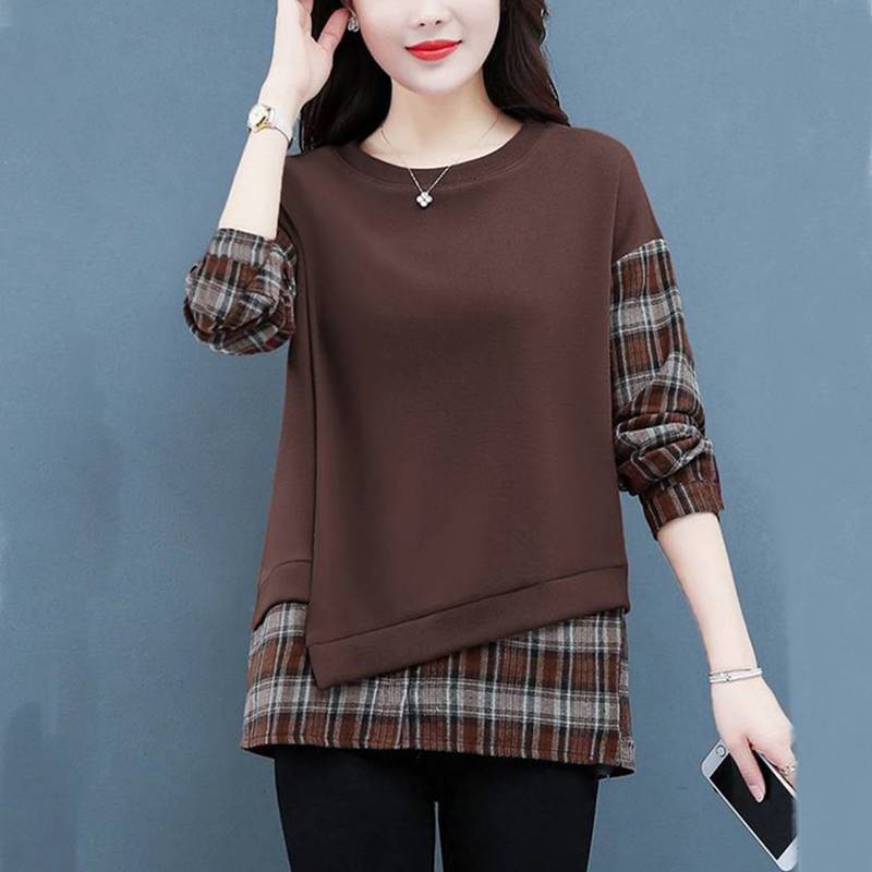 Áo Sơ Mi Giả Hai Lớp Họa Tiết Kẻ Sọc Màu Sắc Tương Phản Thời Trang Xuân Thu Cho Nữ