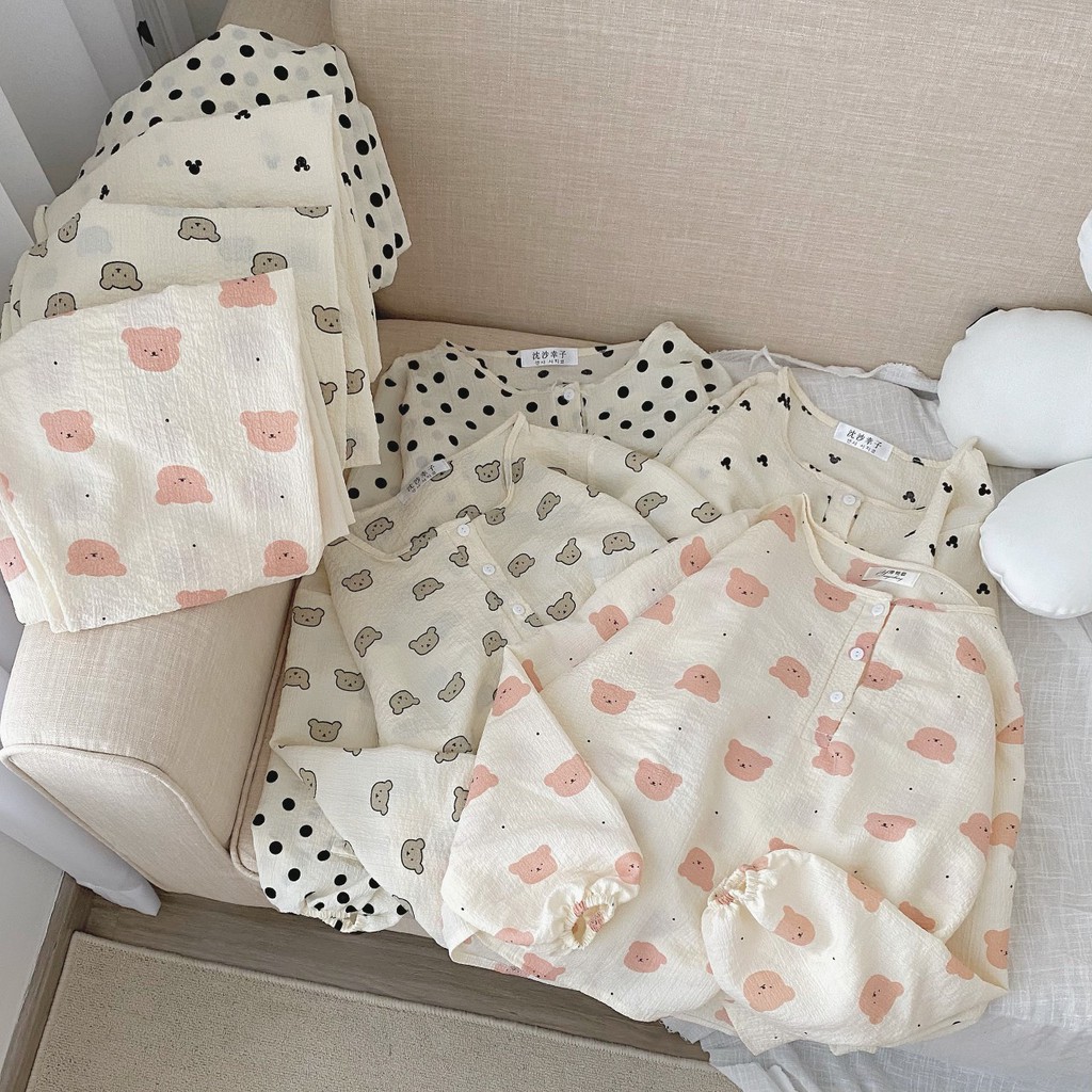 Bộ đồ ngủ chất đũi nhăn dáng dài nhiều hoạ tiết Friday | BigBuy360 - bigbuy360.vn