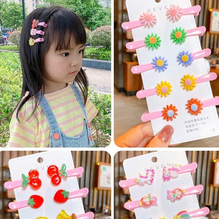 Kẹp Tóc Họa Tiết Hình Hoa, Trái Cây Siêu Xinh Xắn Cho Bé Gái T2 - #keptocchobe