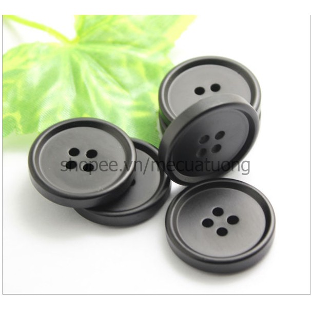 Sét 10 Khuy nút cúc nhựa đen 4 mắt cao cấp, bền đẹp size 25, 28mm