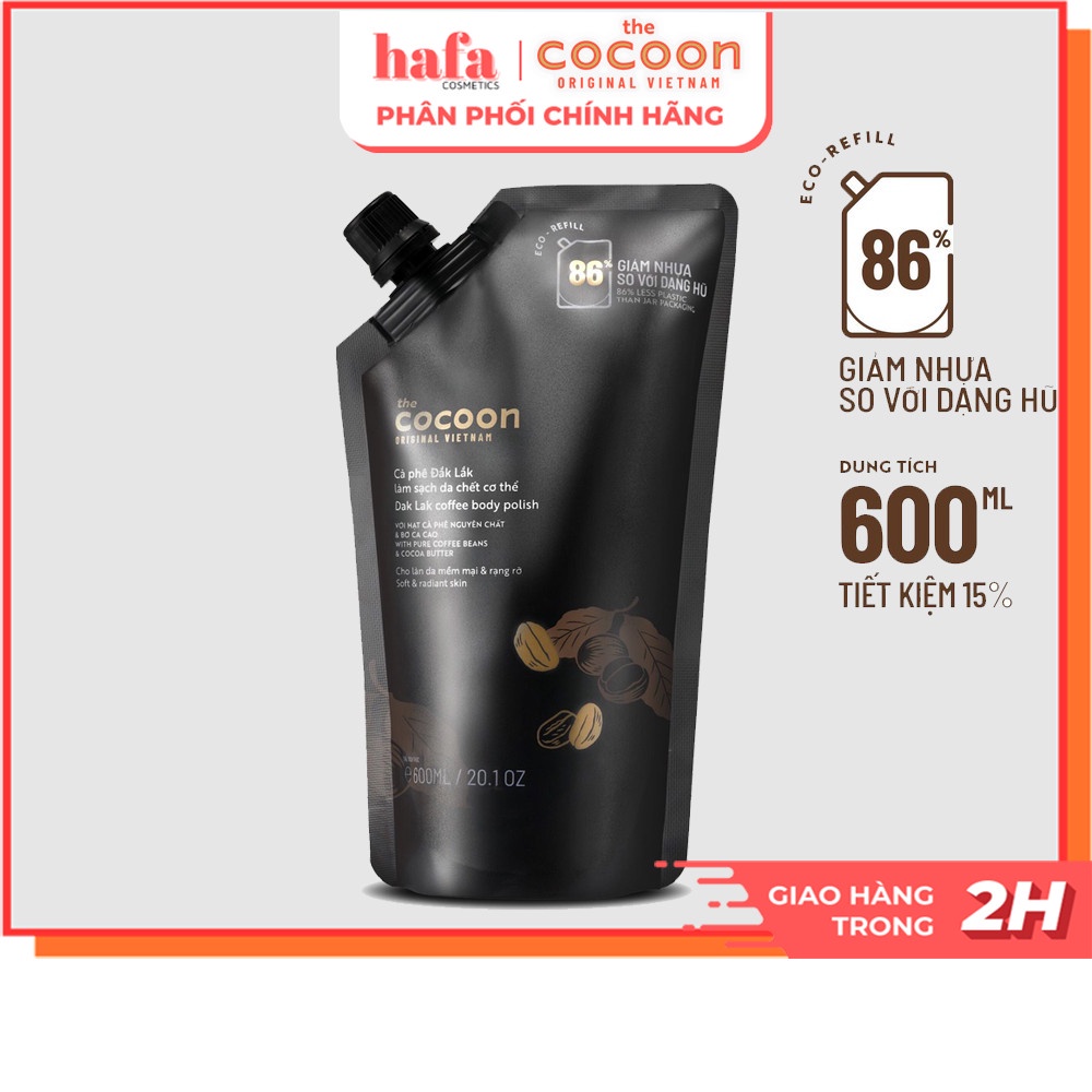 [Bigsize 600ml] Tẩy da chết Cà phê Đắk Lắk làm sạch da chết cơ thể Cocoon cho làn da mềm mại &amp; rạng rỡ 600ml