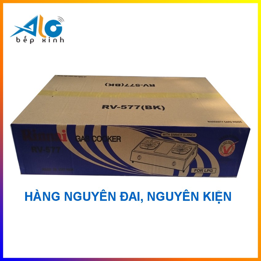 Bếp gas Rinnai RV-577BK - Mặt bếp inox -  Dài 70cm - có đầu hâm lửa nhỏ - BH 2 năm - Alo Bếp Xinh