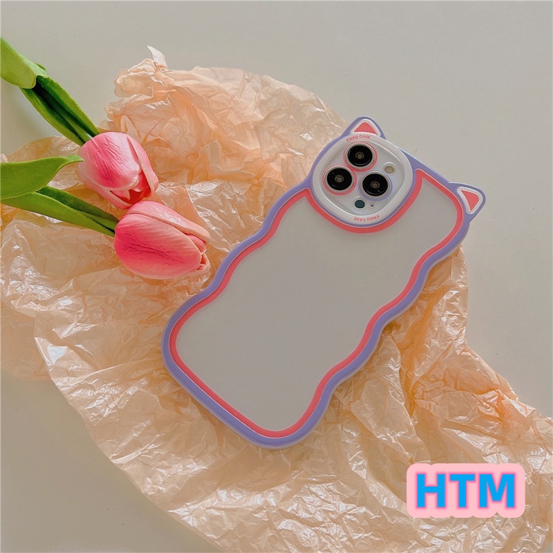 Ốp Lưng Chất Liệu TPU Silicone Trong Suốt Hình Tai Mèo Cho Iphone 13 Pro Max 12 11 X / XS XR XSMAX 7P / 8P