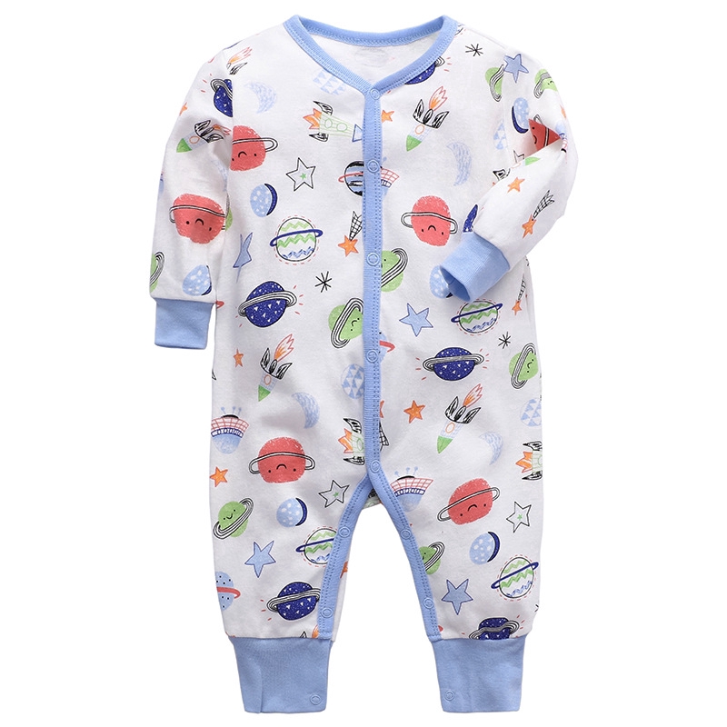 Áo Liền Quần Tay Dài 100% Cotton Cho Bé Trai &amp; Gái Sơ Sinh