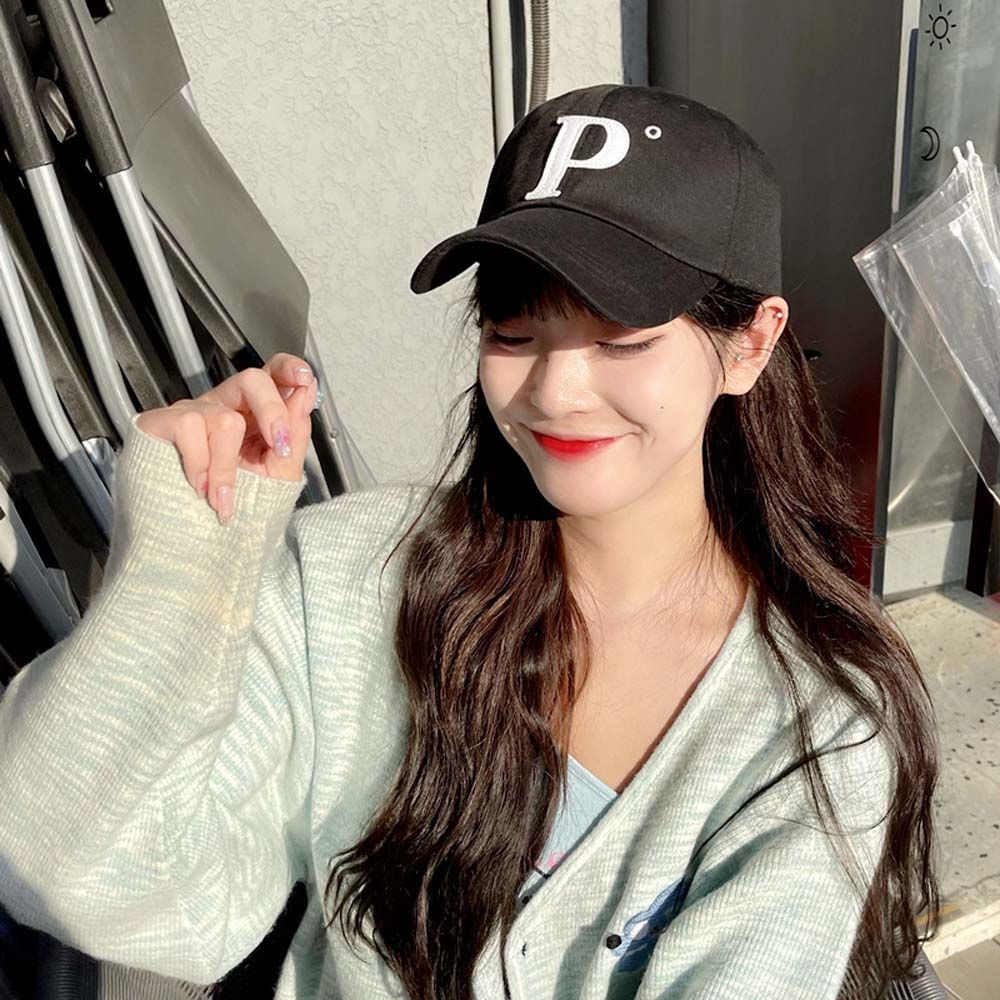 Mũ lưỡi trai mềm thêu chữ P phong cách cá tính sành điệu cho nam và nữ