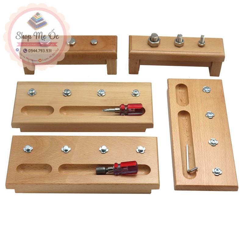 Giáo cụ Montessori - Bộ Lắp Ghép Ốc Vít Cho Bé 3 4 5 Tuổi