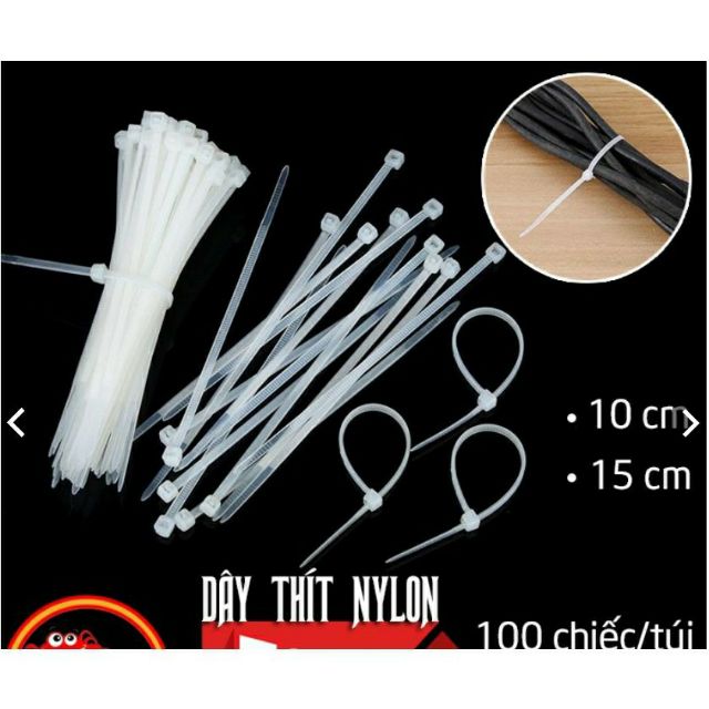 Bộ 100 dây thít nhựa trắng, đen 20cm siêu chắc – Dây thít lạt thít