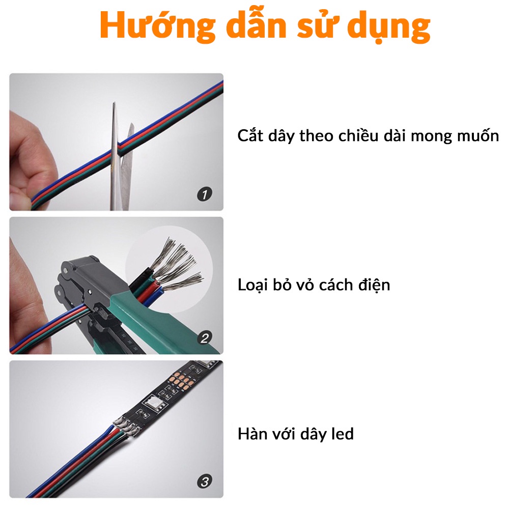 Dây điện nối đèn led 4P RGB SMD 3528 5050 22AWG 0.3mm 4 Pin
