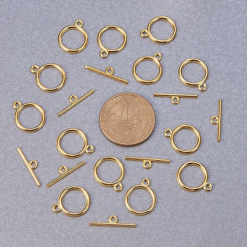 Bộ 20 Móc Cài Tròn Dẹt 15x2mm Không Chì Màu Vàng Phong Cách Tây Tạng