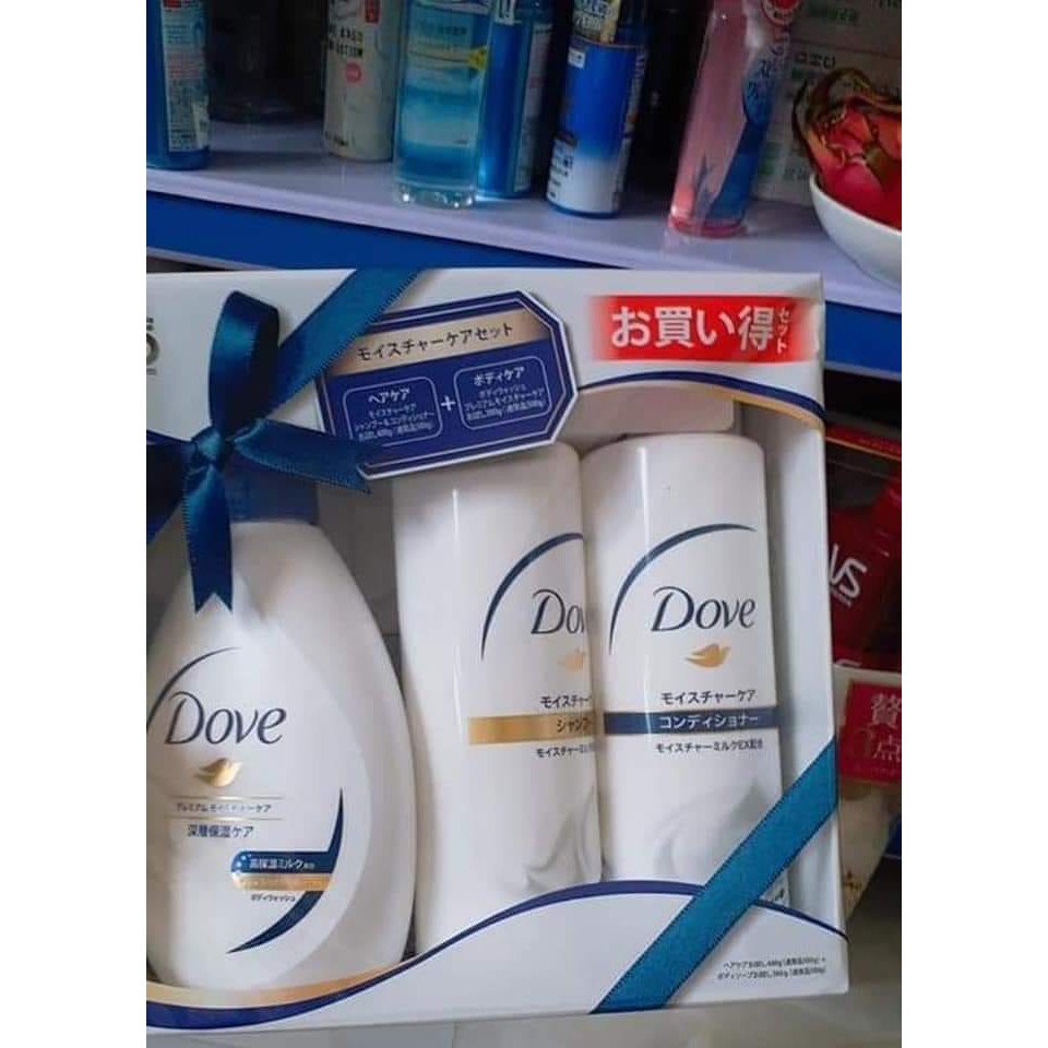 Bộ dầu gội Dove set 3 Nhật Bản (gội + xả + sữa tắm)
