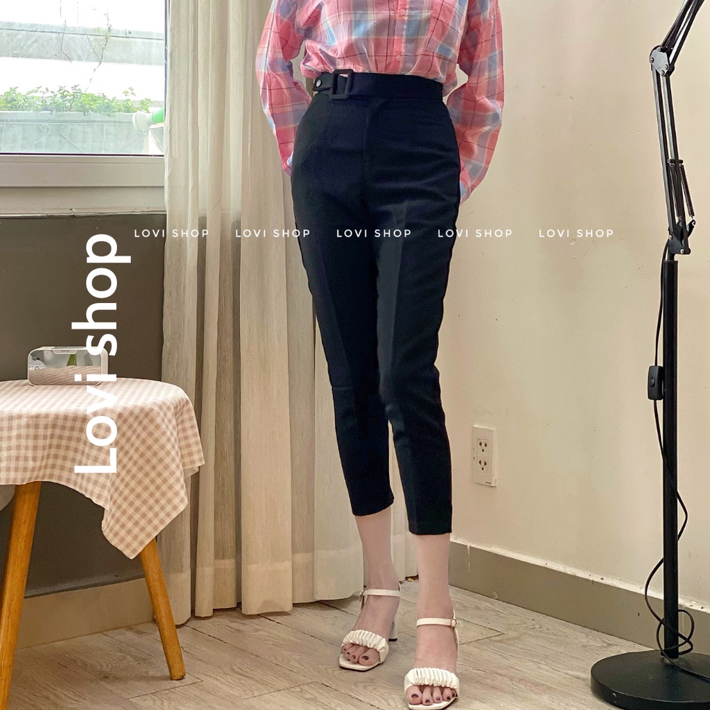 Quần tây baggy khoen vuông công sở hai màu Basic LOVI