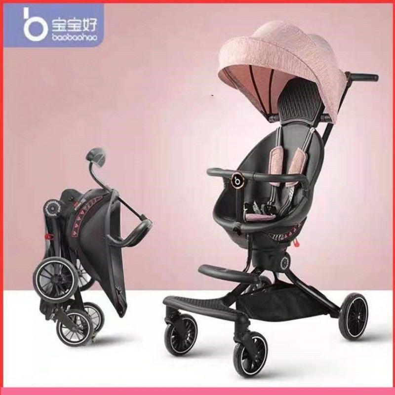 (Bản cao cấp)Xe đẩy gập gọn 2 chiều Baobaohao V8 plus có mái che ghế ngồi ngả