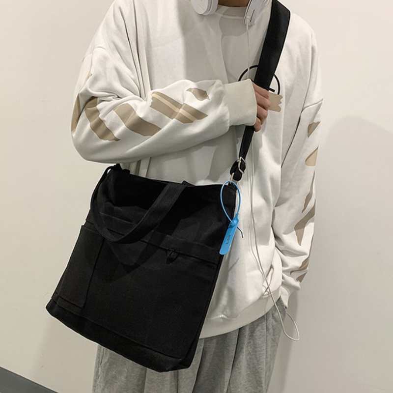 Túi Vải Canvas Đeo Chéo Phong Cách Hàn Quốc Dành Cho Nam