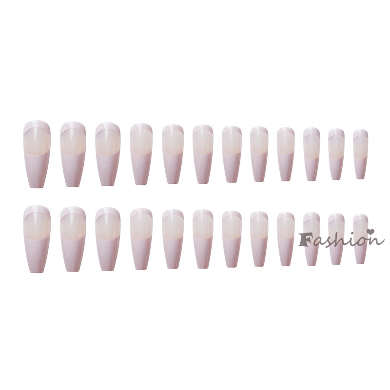 Bộ 24 Miếng Dán Móng Tay 24 Cái Màu Hồng Nhạt Siêu Dài Tháo Được Phong Cách Ngọt Ngào