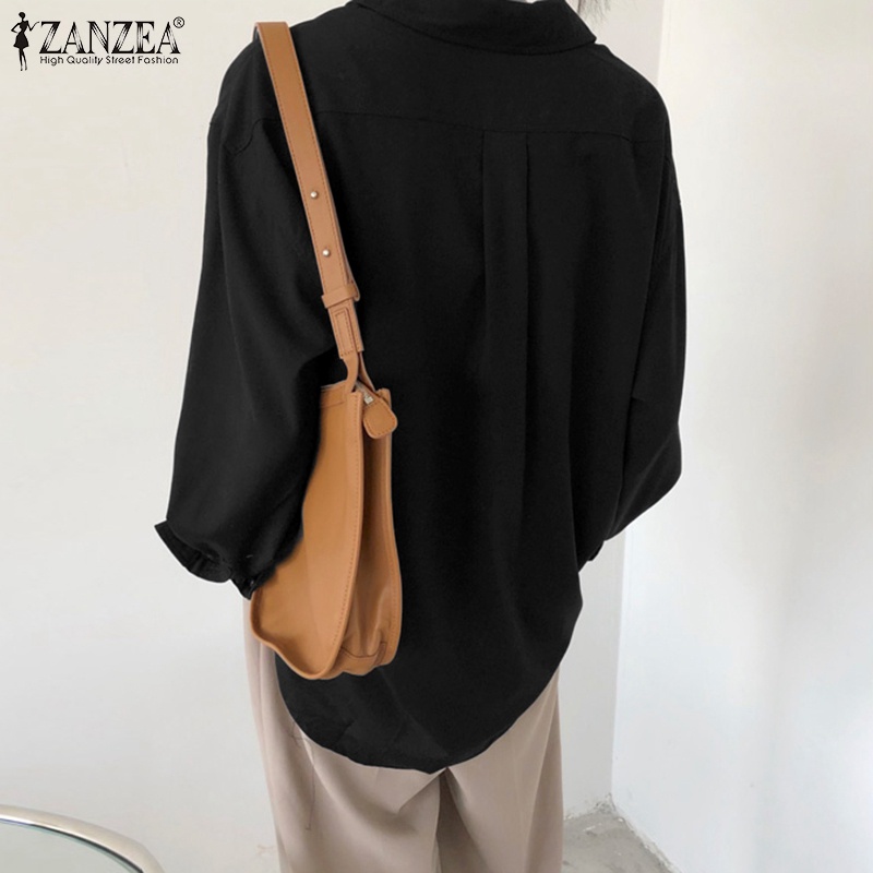 Áo sơ mi Zanzea dài tay cổ lật phong cách Hàn Quốc thời trang dành cho nữ