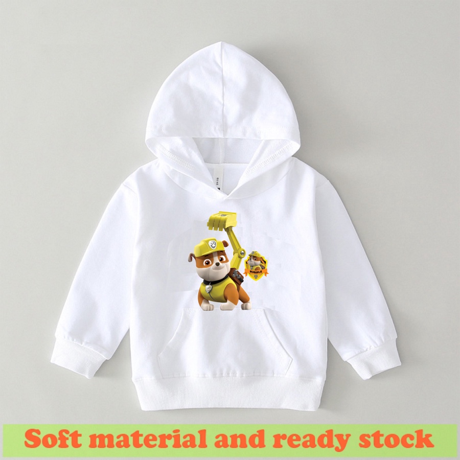 Áo Hoodie màu trắng in hình paw patrol đội chó cứu hộ đủ size cho bé trai bé gái