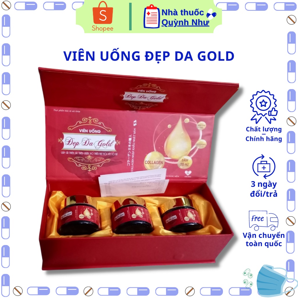 Viên uống Đẹp da GOLD 💥 HÀNG CHÍNH HÃNG 💥 Viên cân bằng nội tiết Gold Hộp 45 viên tạo hương thơm cơ thể