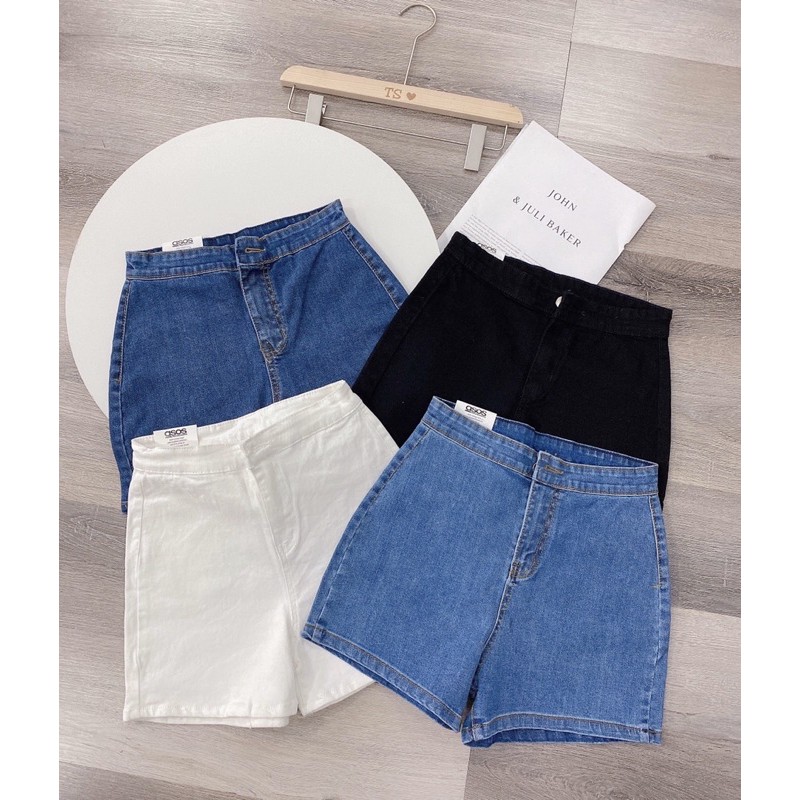 [Ảnh thật]-Quần sóc jeans nữ 4 màu cạp cao co giãn