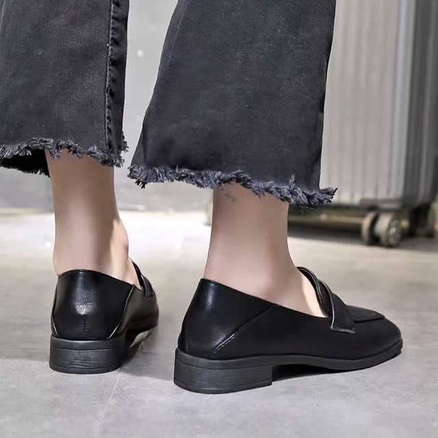 (Ảnh thật) CÓ SẴN Giày da loafer nữ gót vuông thời trang công sở