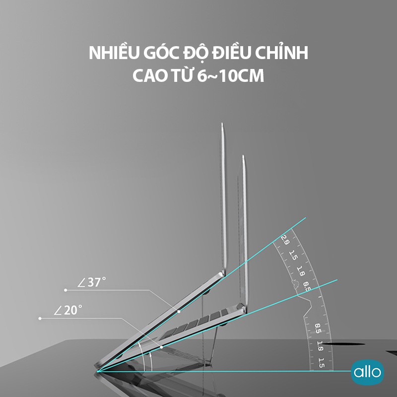 Chân Đế Kim Loại Cao Cấp Ultra Thin MacBook Stand, Giá Đỡ Laptop Sang Trọng Nhiều Độ Cao Điều Chỉnh, Cùng Màu MacBook