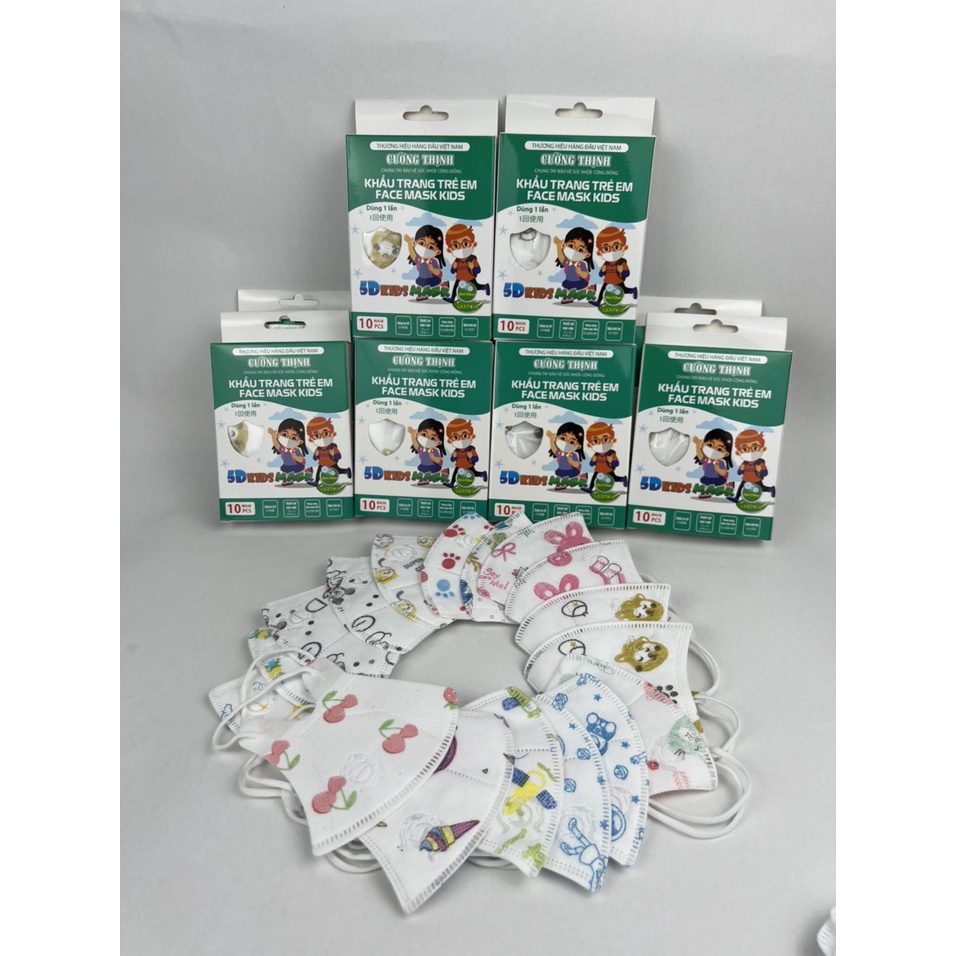 Combo 5 Hộp Khẩu Trang 5d trẻ em Kids Cho Bé 1-4 Tuổi Cường Thịnh Duy quân 3 lớp kháng khuẩn