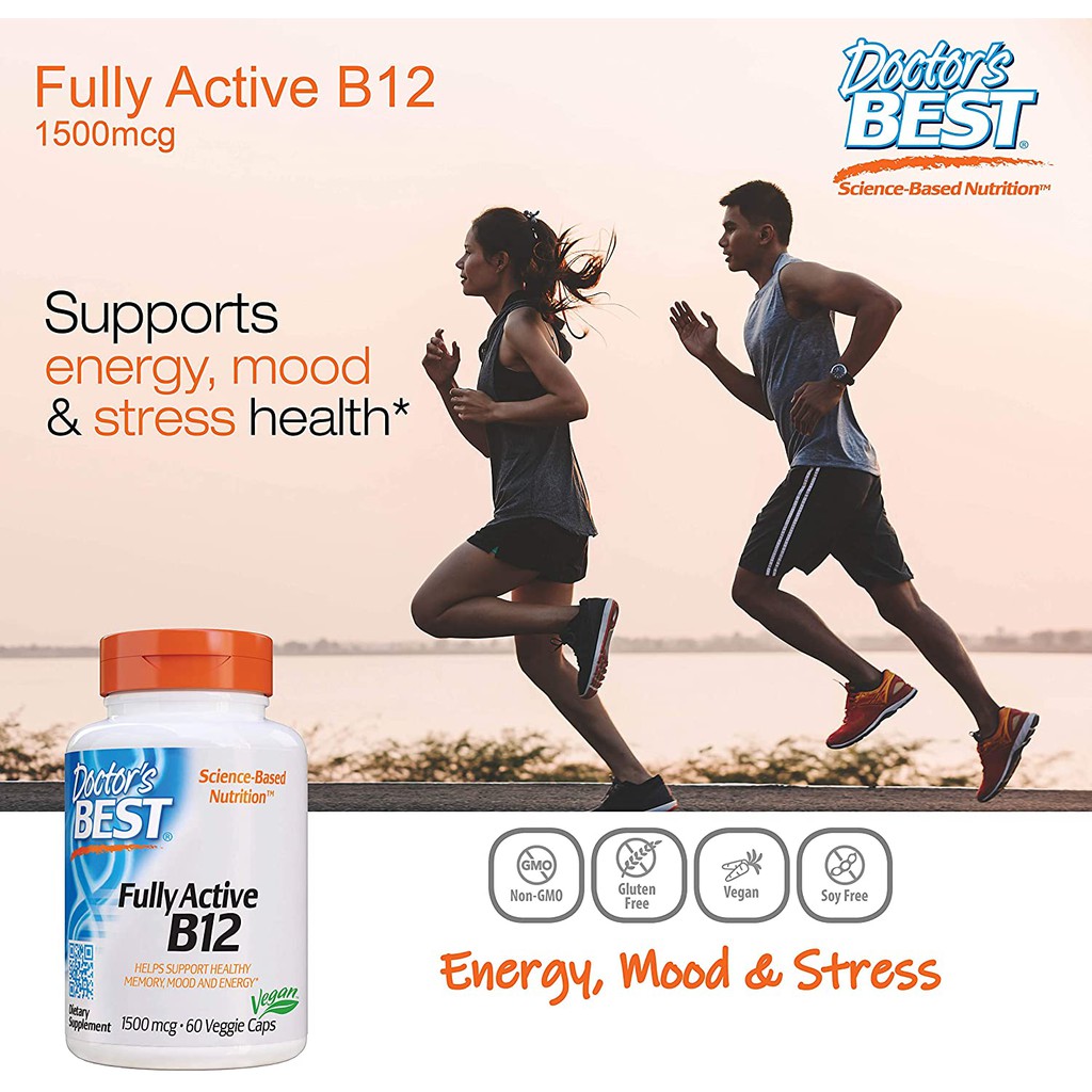 Doctor's Best Active Full B12 - Bổ Sung 1500mcg Vitamin B12 Thuần Chay