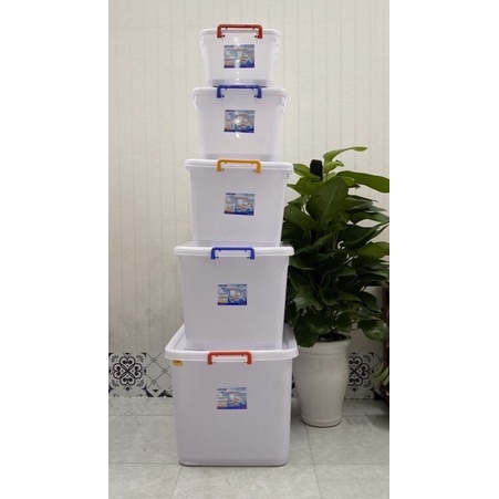 🚀HOẢ TỐC Tp.HCM🚀 Thùng Nhựa Vuông Đựng Đồ Đa Năng Có Bánh Xe Duy Tân 15L/30L/55L/90L/120L/140L