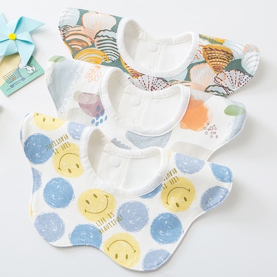 Yếm cotton tròn xoay 360 độ chống thấm hoạ tiết vintage cho bé