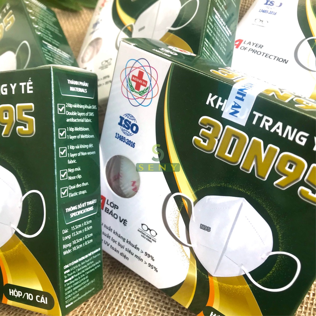 Khẩu trang 3DN95 4 lớp kháng khuẩn ngăn bụi mịn chính hãng Khánh An hộp 10 cái_KA3DN95O