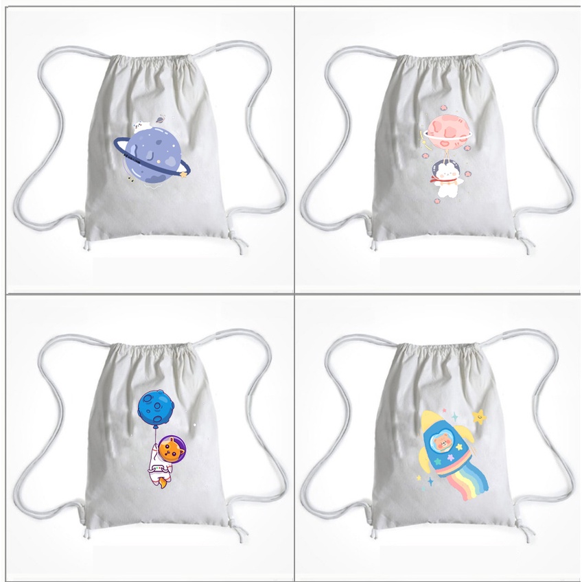 Balo Dây Rút phi hành gia gấu thỏ BLRI27 Túi Rút hoạt hình thời trang cute dễ thương idol