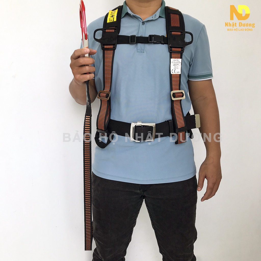 Dây đai an toàn bán thân 1 móc nhôm có giảm xóc BT03, Dây bảo hộ lao động Nhật Dương trèo leo làm việc trên cao