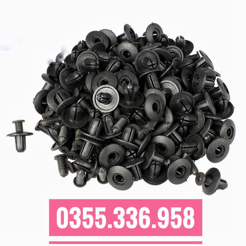 Vít chốt nở Nhựa 8mm Loại màu đen Túi 100 cái chuyên dùng có ren cho xe hơi ô tô đường kính 8mm