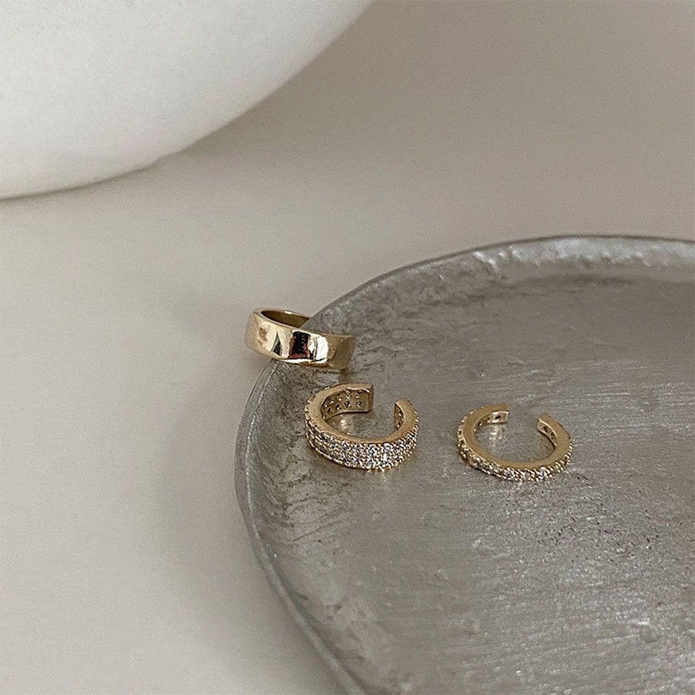 Bộ 3 bông tai dạng móc hình chữ C nhiều màu sắc thời trang phong cách đường phố