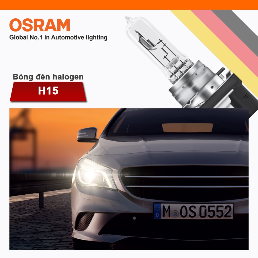 [Mã BMBAU300 giảm 10% đơn 499K] Bóng Đèn Halogen OSRAM Original H15 12V 15/55W Nhập Khẩu Chính Hãng