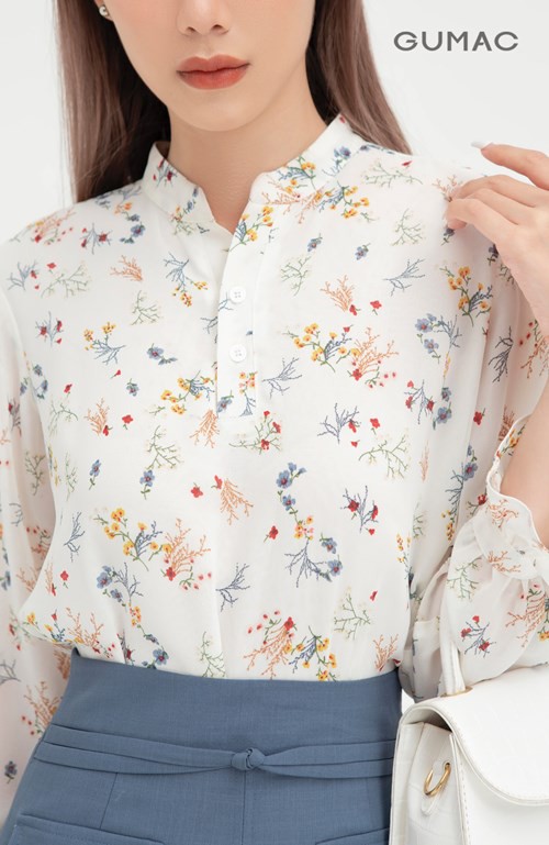 [Mã WABRGU100 giảm 15% đơn 249K tối đa 100k] Áo sơ mi nữ họa tiết hoa GUMAC thiết kế tay dài sang trọng AB493 | BigBuy360 - bigbuy360.vn