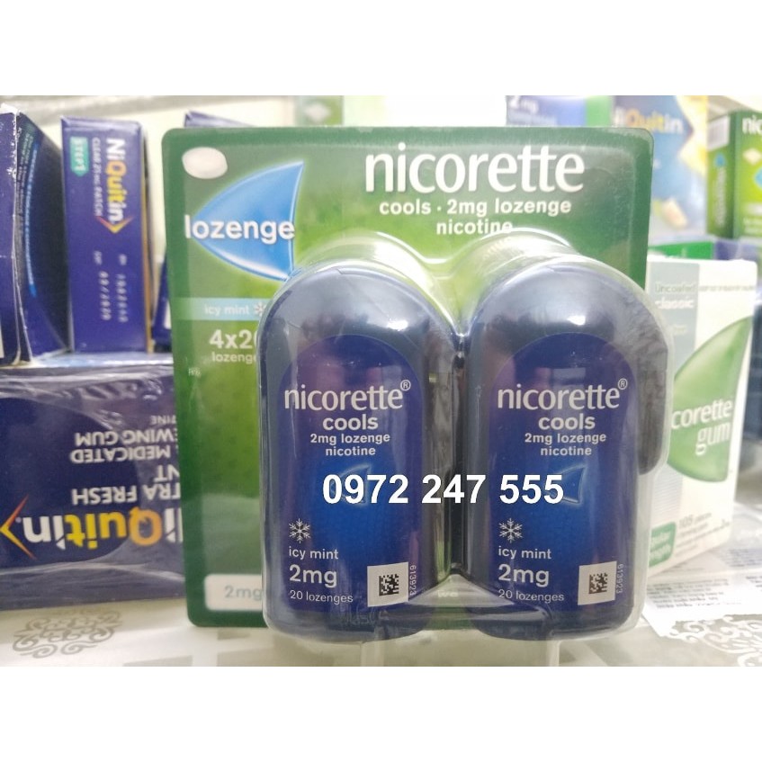 Kẹo ngậm cai thuốc hiệu quả nhanh 2mg Nicorette